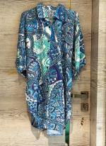 Rayon Sky Blue Casual Wear Printed Readymade Kaftan